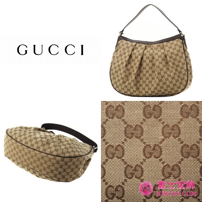 GUCCI/グッチ 2012年春夏SUKEY定番キャンバスGG柄ロゴチャーム付きワンショルダーバッグ 232955 FAFXG 9643 